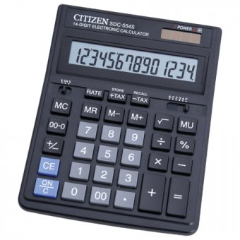 Калькулятор настольный CITIZEN SDC-554, 14 разрядный с двойным питанием