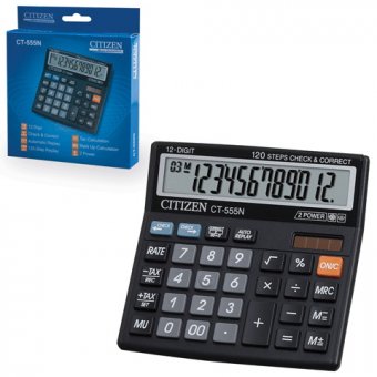 Калькулятор настольный CT-555N CITIZEN, 12 разрядный с двойным питанием