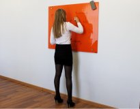 Доска магнитно-маркерная стеклянная оранжевая Askell Lux, 60*90 см