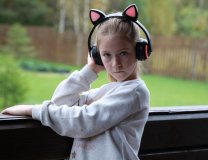 Светящиеся наушники "Ушки кошки" с подсветкой и Bluetooth