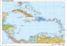 Политическая карта Карибских островов, 100*70 см, 1:7,15М
