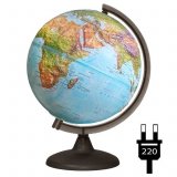 Глобус Земли рельефный с двойной картой и подсветкой от сети, d=25 см