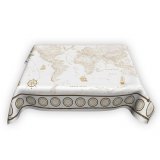 Скатерть непромокаемая "Карта Мира в морском стиле" белая с золотом, 180*145 см