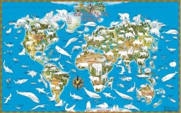 Детская карта-раскраска Обитатели Земли в тубусе, 90*58 см