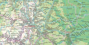 Рельефная физическая карта Железные дороги РФ и сопредельных государств, 322*200 см