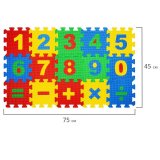 Коврик-пазл напольный 0,75х0,45 м, мягкий, "Учим цифры", 15 частей 15х15 см, толщина 1 см, ЮНЛАНДИЯ, 664658