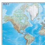 Карта настенная "Мир. Обзорная карта. Физическая с границами", М-1:15 млн., 192х140 см, ламинированная