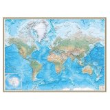 Карта Мира Меркатора физическая 150 х 210 см, GlobusOff