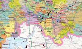Карта полезных ископаемых "нефти и газа" России 120 х 195 см, GlobusOff