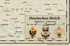 Карта административная Германской империи 1871 год, на холсте, 120 х 95 см