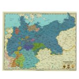 Карта административная Германской империи 1871 год, на холсте, 120 х 95 см