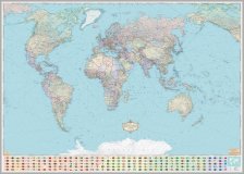 Карта мира. Территориально-политическое устройство с флагами 