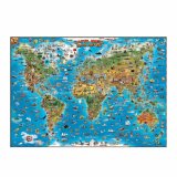 Обзорная карта мира "Для детей" на рейках 137х97см
