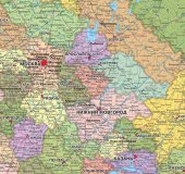Политико-административная карта Российской Федерации, 1:5,5М на рейках