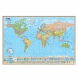 Политическая настенная карта Мира на рейках масштаб 1:17 000 000, 230х154см
