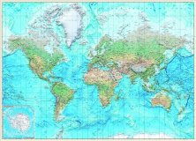 Рельефная общегеографическая карта мира, 140*195 см